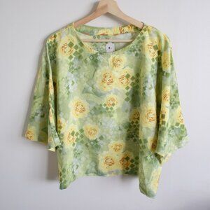 Green Yellow Floral Blouse | Floral Fashion Blouse